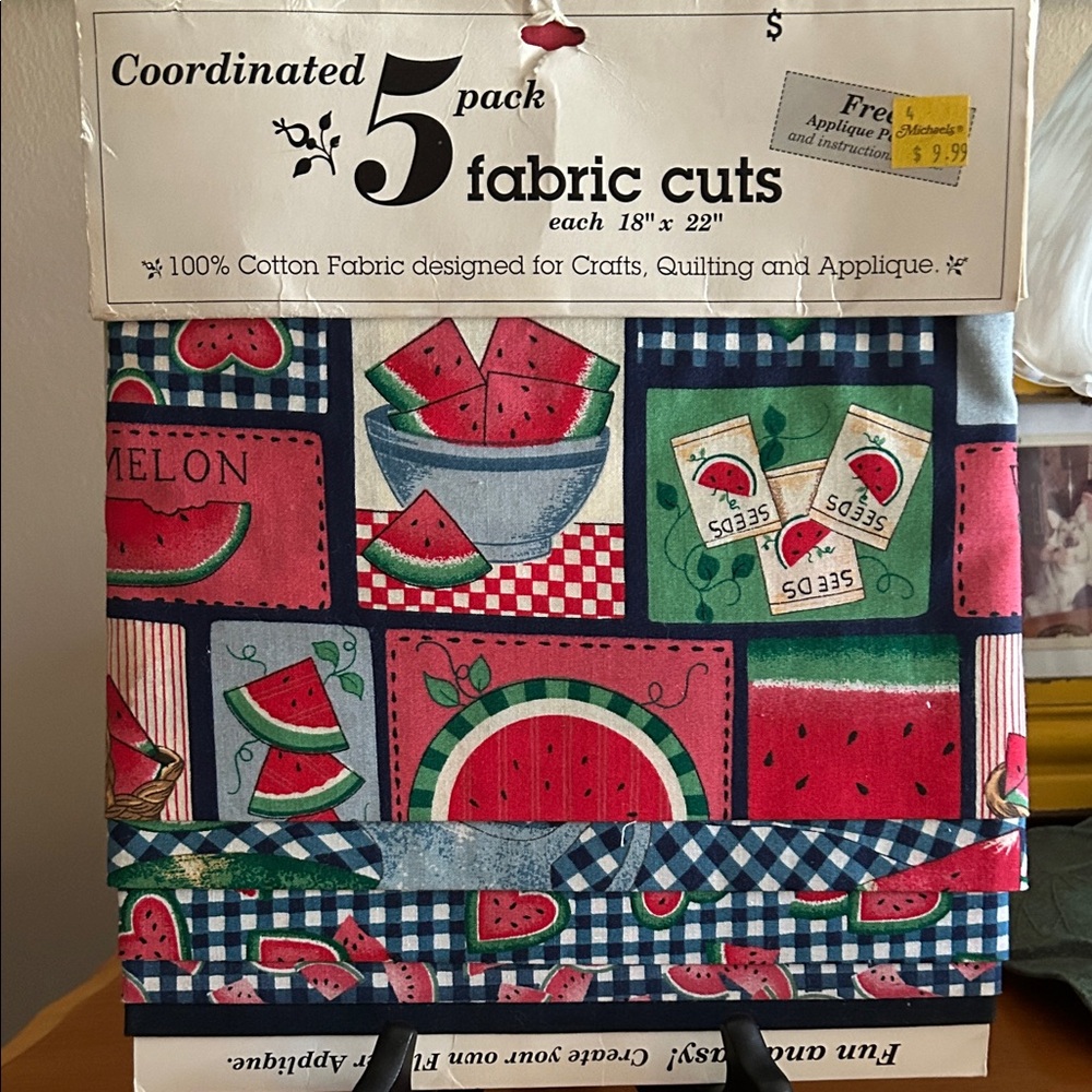 Vintage Watermelon Themed Fabric Cuts 5-Pack